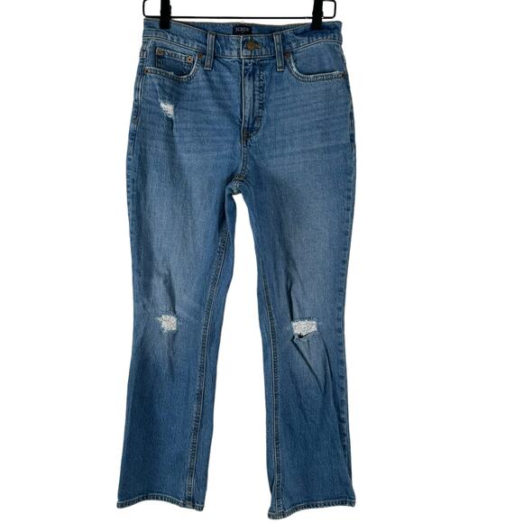 J. Crew Denim - J. Crew Womens Mid Rise Flare Crop Jeans Distressed Med Wash BO748 SP23 27